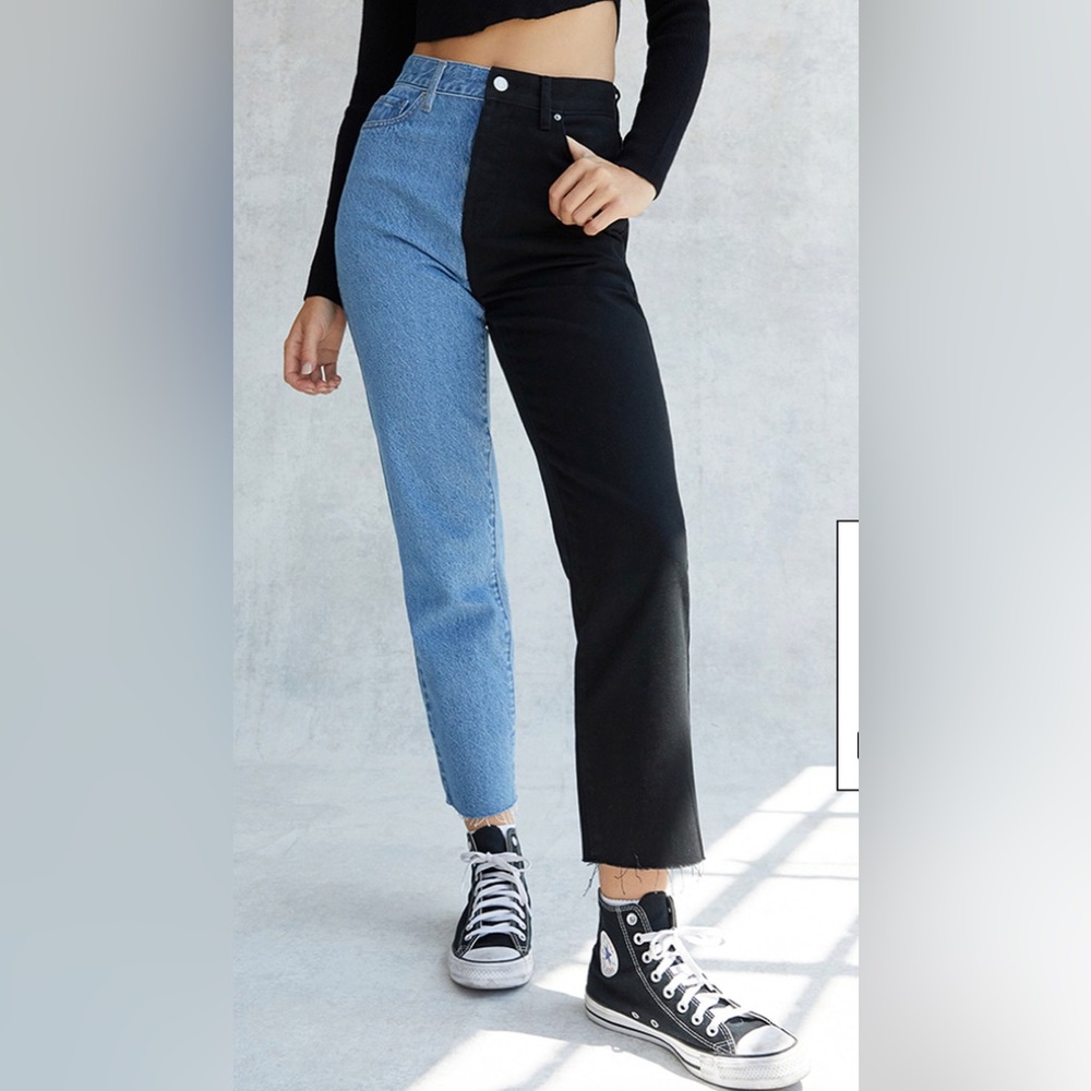PacSun Eco Black Two-Tone High Waisted Straight Leg Jeans NWT